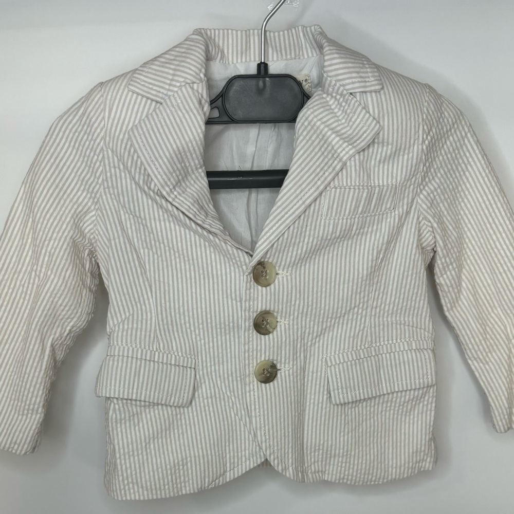 Kids Striped Cream Blazer